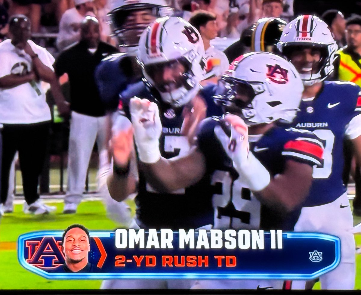 jrptigers's tweet photo. Auburn’s own hometown boy Omar Mabson II with his first career TD 😤 https://t.co/KxYeRi5gw7