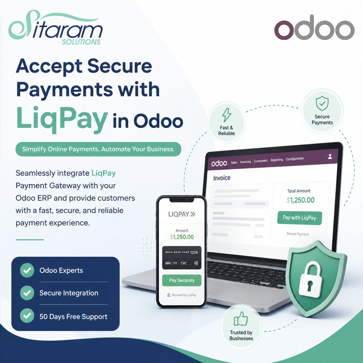 SitaramSolution's tweet photo. Accept LiqPay payments directly in your Odoo checkout, keep payment status synchronized, and give customers a smoother online payment experience.
https://t.co/ikuFycdI9V
#SitaramSolutions #Odoo #ERP #OdooPartner #OdooServices #LiqPay #PaymentGateway #PaymentIntegration https://t.co/EhjLyXNXfg