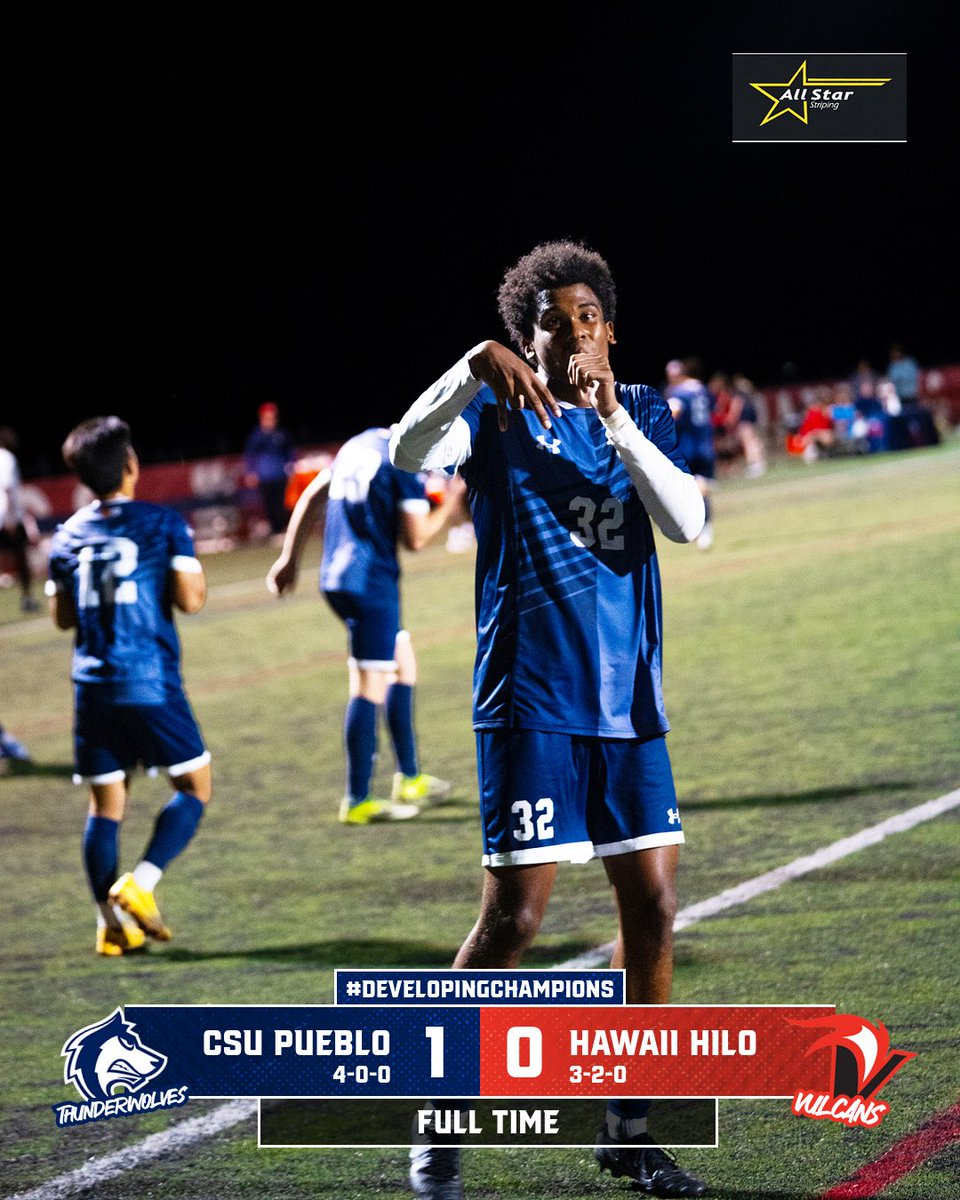 gothunderwolves's tweet photo. ⚽️ PACK WIN!!

@csupmsoccer take down Hawai'i Hilo 1-0 👏

Jamal Bynum nets his goal No. 3️⃣ in the 85th minute and the ThunderWolves clamp down on defense and earn the clean sheet 😤

#DevelopingChampions #ThePackWay https://t.co/ZDxXwqGgJx