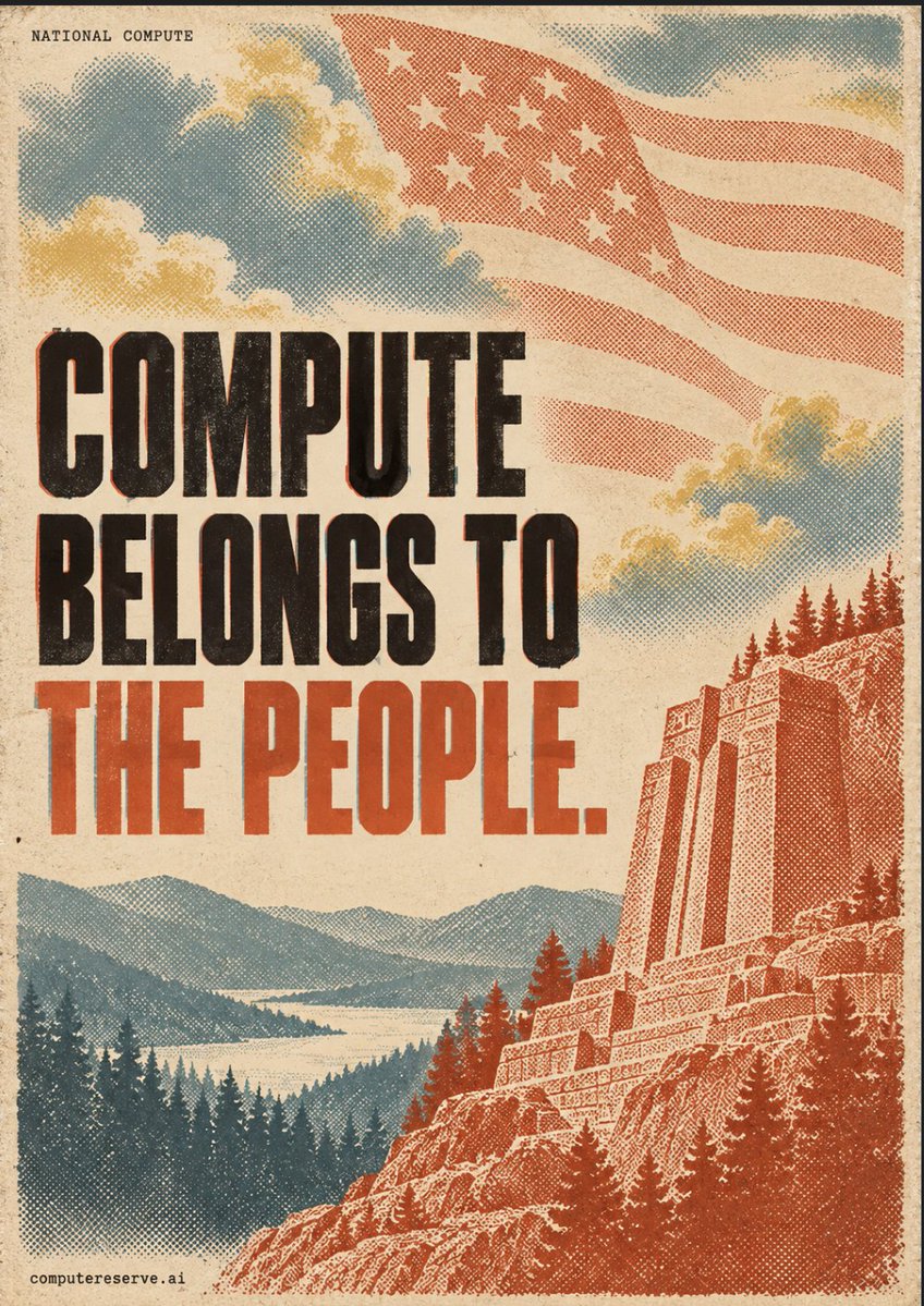 NationalComp_'s tweet photo. Don't nationalize the labs. Nationalize compute.                                      

The labs said slow down tonight. Compute belongs to the people.

NCOMP: trading fees buy GPUs. GPUs run open models. Holders use them free and share the revenue.

https://t.co/Igq56d6gnM https://t.co/YxM2Wn25Kb