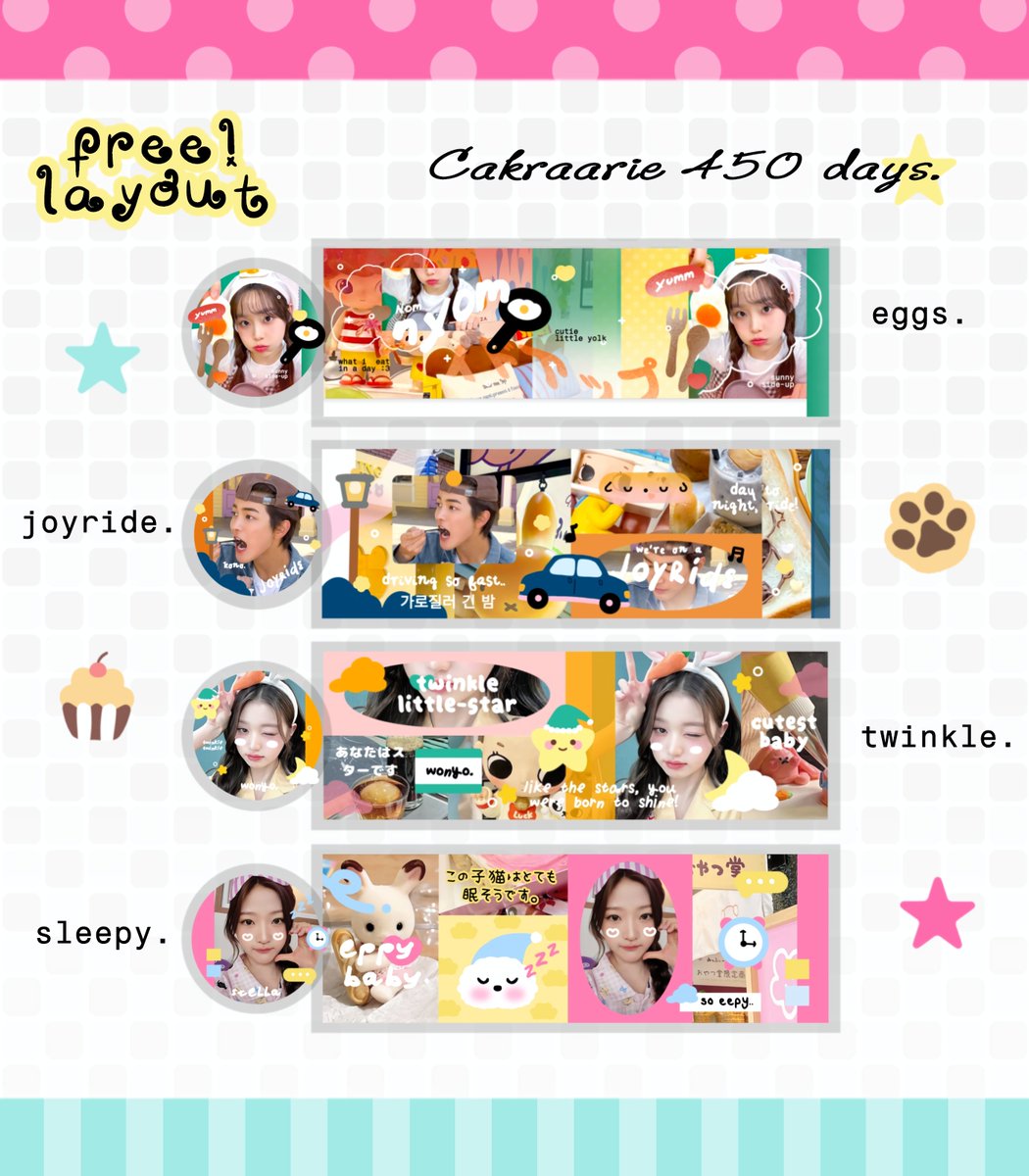meokith's tweet photo. repost will be appreciated! 🛼

hemlou 💬 hari ini ada ꒰ 4 FREE LAYOUT BY REQ ꒱ dari kak cakra @dkngerous ⭐ dalam rangka merayakan 450 days &amp; mengapresiasi kak arie yang selalu keren setiap hari @arikinandita 🎀 __checkie alt. 

📝 by reply
⏰ now - | 22.OO WIB

#bealanja https://t.co/TzV87640rl