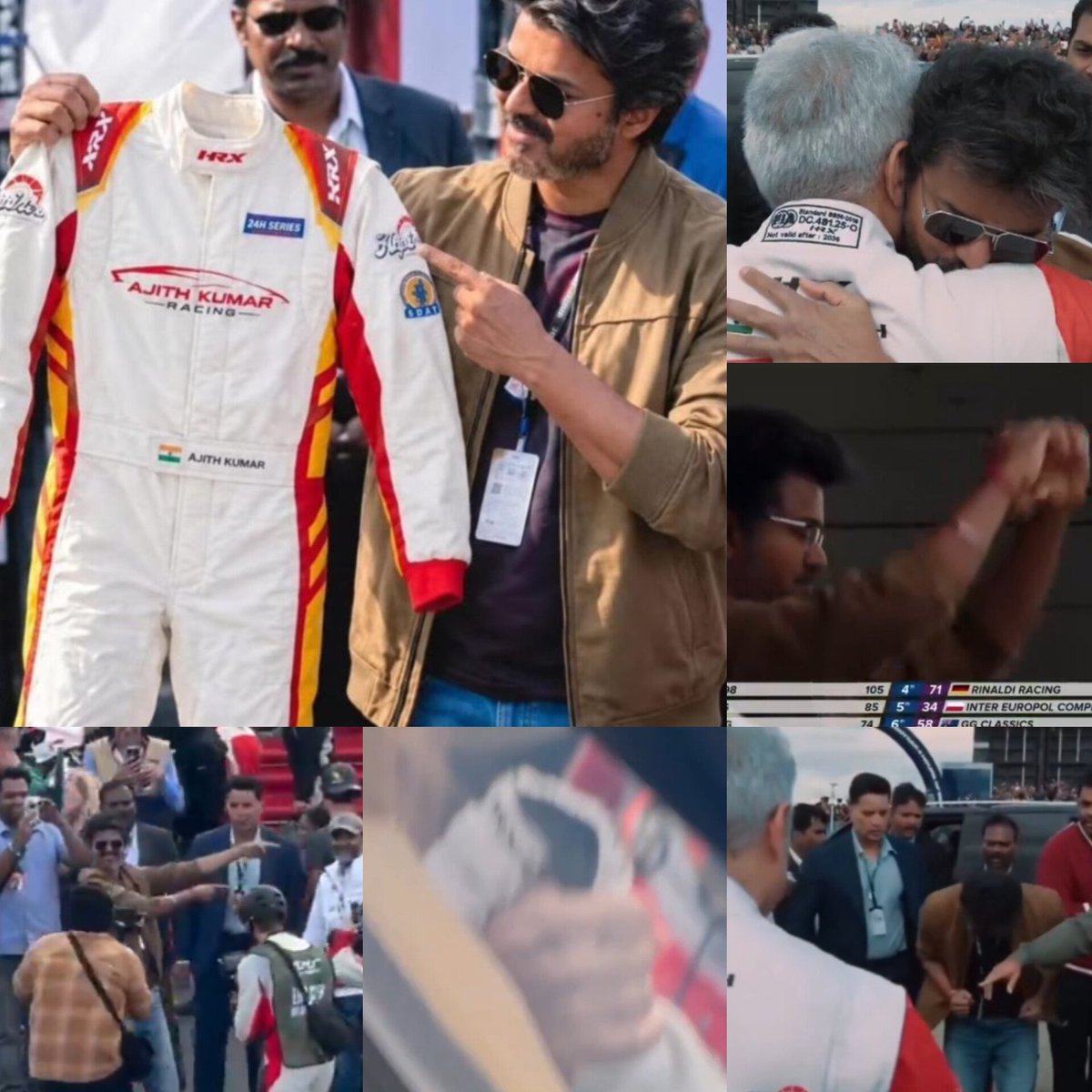 georgeviews's tweet photo. Say whatever you want, da.

​Thalapathy Vijay is a MAAMANITHAN! 🫡

​The man has unbelievable humility to address his colleague as 'Thalaivar' and feel honoured to hold AK's racing suit and click a picture with it.

​The way he unconditionally backed AK throughout the race... these are the qualities that define a true human being.

​For a while, he forgot he's a CM, he didn't use his privilege anywhere, he never let that power get to his head... and he just became the finest human! 🤩🔥