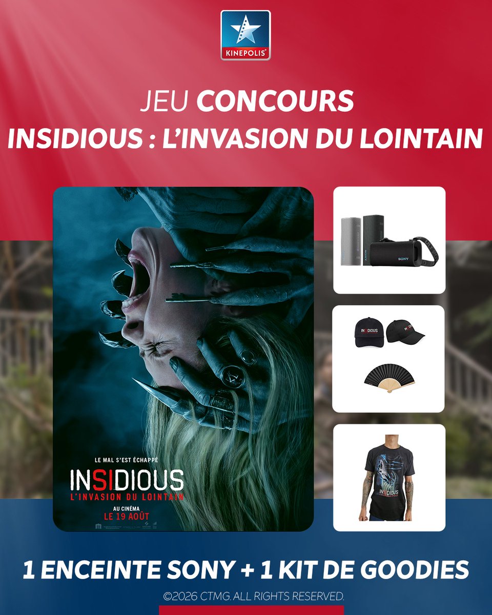 BessReichemej's tweet photo. Photo by Kinepolis France on August 20, 2026. May be an image of poster and text that says "KINE KINEPOLIS OLIS JEU CONCOURS INSIDIOUS L'INVASION DU LOINTAIN CHOLE LEMALS'ESTECHAPPE LE 'EST ECHAPPE INSIDIOUS L'INVASION L'INVASIONDULOINTAIN LOINTAIN https://t.co/8NPdQRC9gQ
