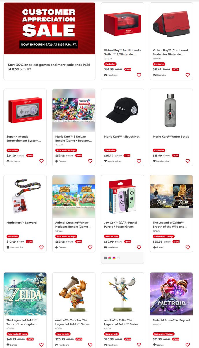 videogamedeals's tweet photo. Nintendo Customer Appreciation Sale via Nintendo Store. https://t.co/Kq1c6lXQy5

Amazon (Prime Eligible). #ad https://t.co/W27DPBC2CY https://t.co/vraEPeTTBP