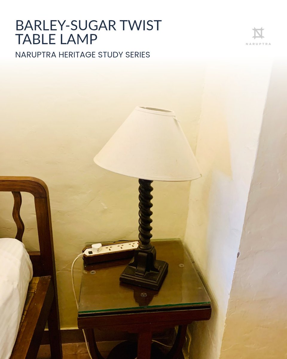 naruptra's tweet photo. Jacobean craft in modern spaces. Barley-sugar twist table lamp casting rhythmic shadows against plaster walls—marred only by poor power strip cable integration.
​
​#Naruptra #LightingDesign #InteriorDesign #SpatialDesign #Craftsmanship https://t.co/aDpYKwgEDK