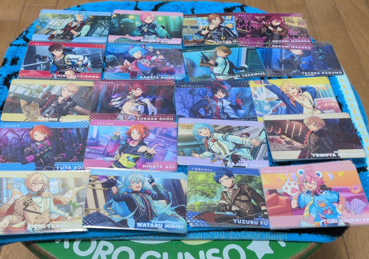 ao11410's tweet photo. 【交換】あんさんぶるスターズ あんスタ カードダス1、2

【譲】R:藍良、真、★薫、敬人、宗、★泉、渉、ゆうた、★HiMERU、忍、光

N:☆HiMERU2、こはく2、斑2、☆望見2、千秋3、奏汰2、翠、鉄虎、嵐、司、☆凛月2、なずな2、友也3、創、ひなた2、ゆうた2、英智3、渉2、弓弦3、桃李3

→ https://t.co/3OXpDpTOEi