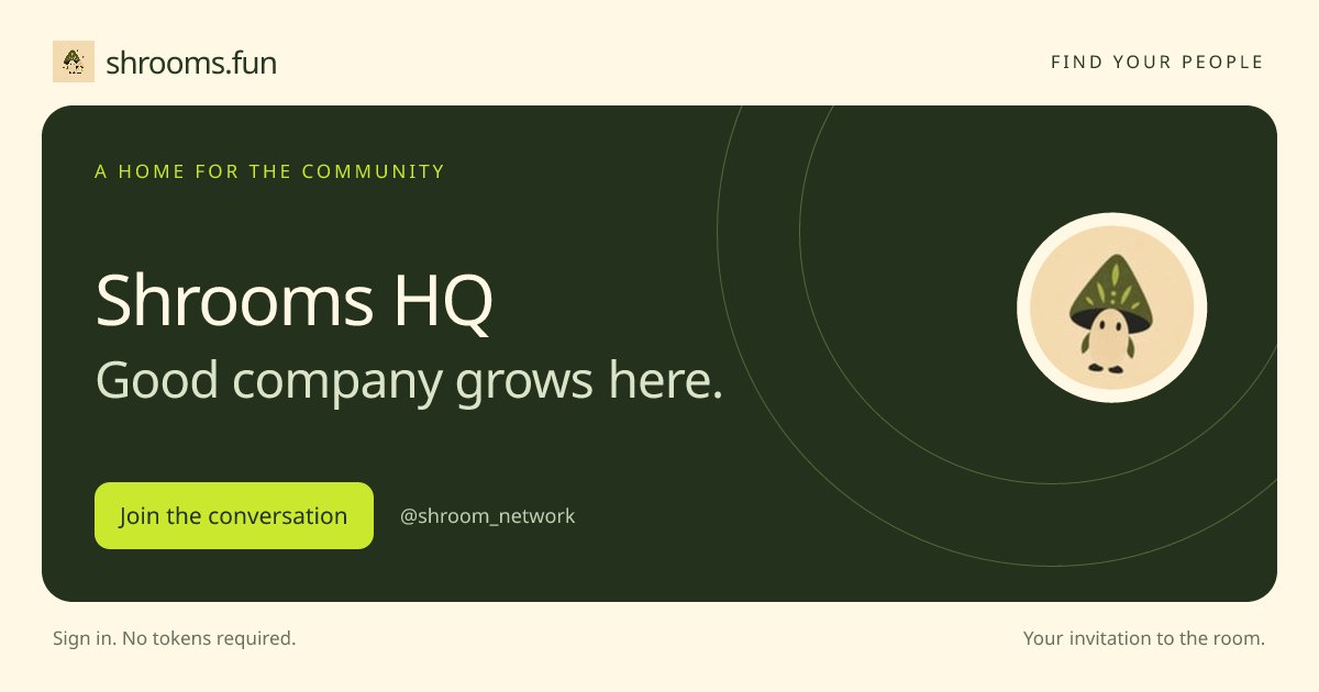 shroomsdotfun's tweet photo. i’m in shrooms HQ on @shroomsdotfun.

coming soon (tm)