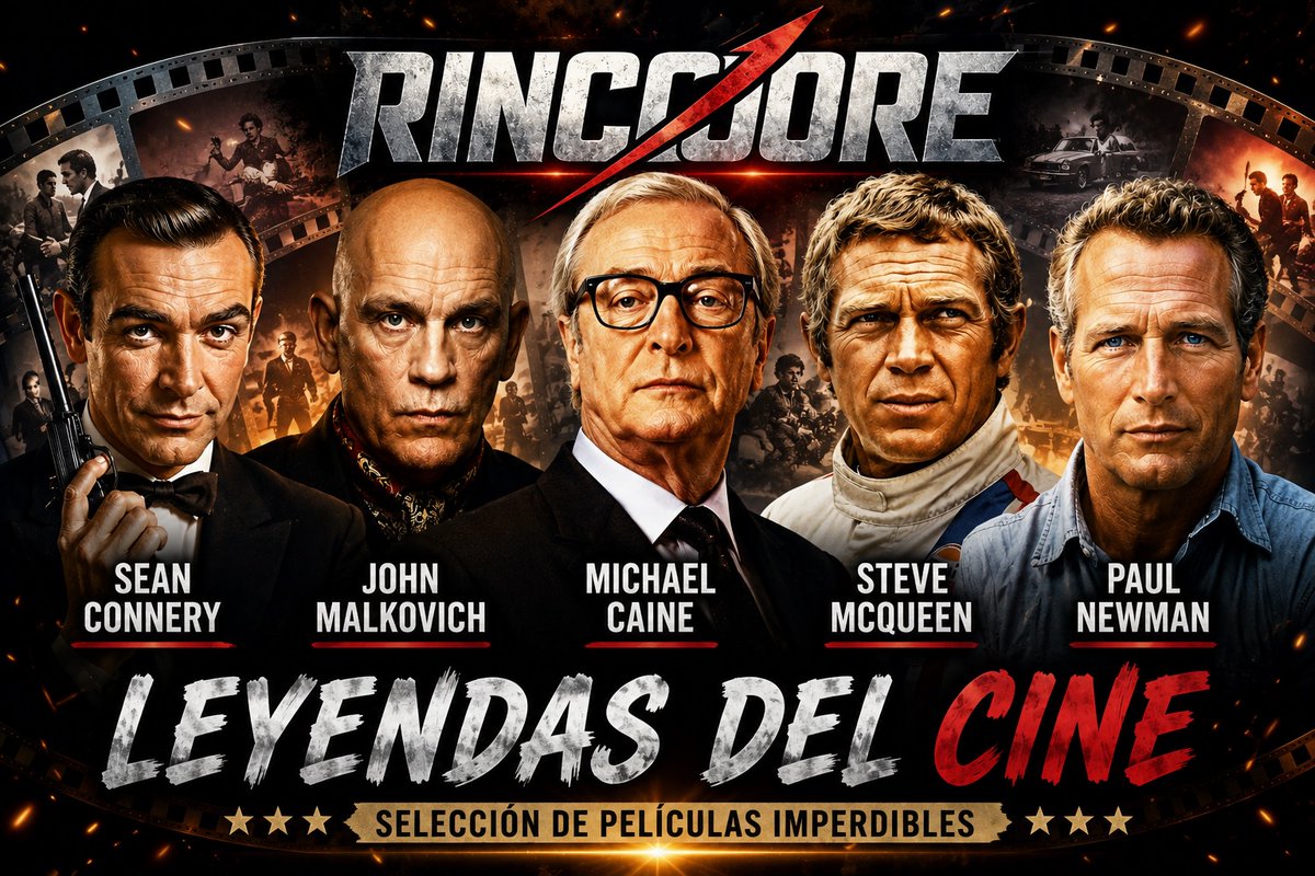 LaniDyner's tweet photo. Photo by Rincoore on August 02, 2026. May be an image of poster and text that says "師 RINCCIORE SEAN JOHN MICHAEL STEVE PAUL CONNERY MALKOVICH CAINE MCQUEEN NEWMAN LEYENDAS DEL CINE SELECCIÓN DE PELÍ PELÍCULAS IMPERDIBLES". https://t.co/4u9T1jy6ln
