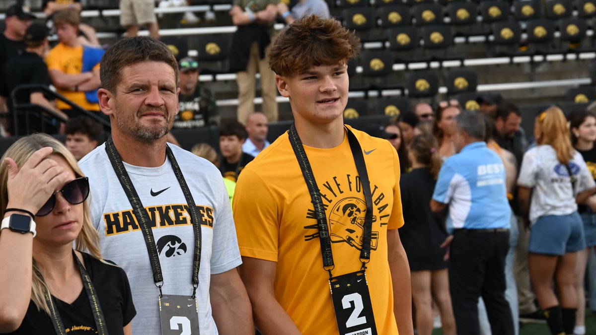 BlairASanderson's tweet photo. Class of 2029 WR Maddon McIntire at Kinnick Stadium to visit the Iowa Hawkeyes today https://t.co/FzmYNUENC6 https://t.co/XNTvK4YHX3