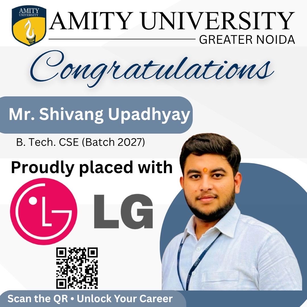 bhanumaan989's tweet photo. Congratulations to our brilliant students on their well-deserved placements! 🎉

Your hard work, dedication, and determination have truly paid off. Wishing you all great success in your professional journey ahead! 🚀✨

Amity University Greater Noida — Proud of You! @DrAjayRana https://t.co/hdOj0fca4U
