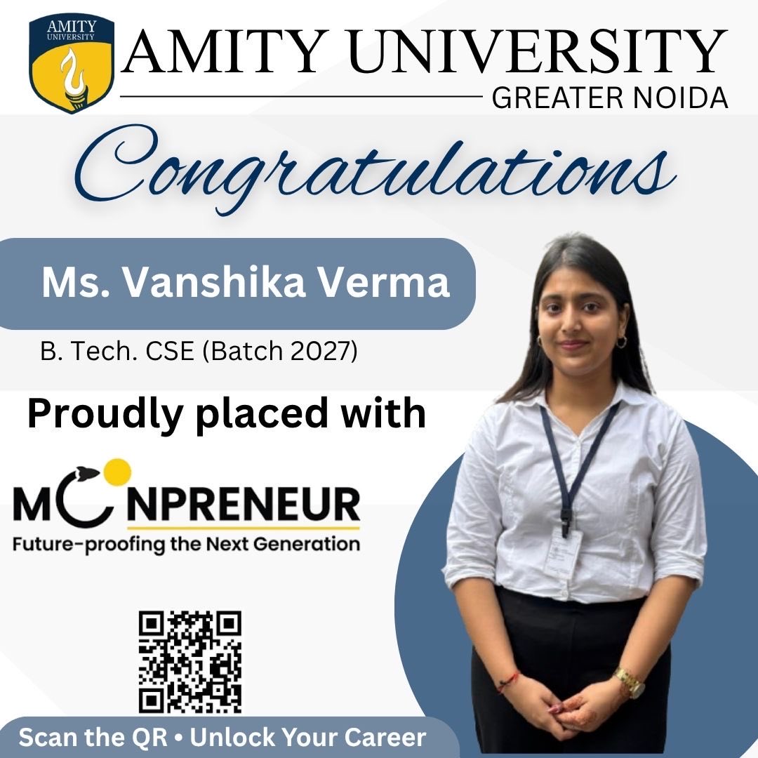 bhanumaan989's tweet photo. Congratulations to our brilliant students on their well-deserved placements! 🎉

Your hard work, dedication, and determination have truly paid off. Wishing you all great success in your professional journey ahead! 🚀✨

Amity University Greater Noida — Proud of You! @DrAjayRana https://t.co/hdOj0fca4U