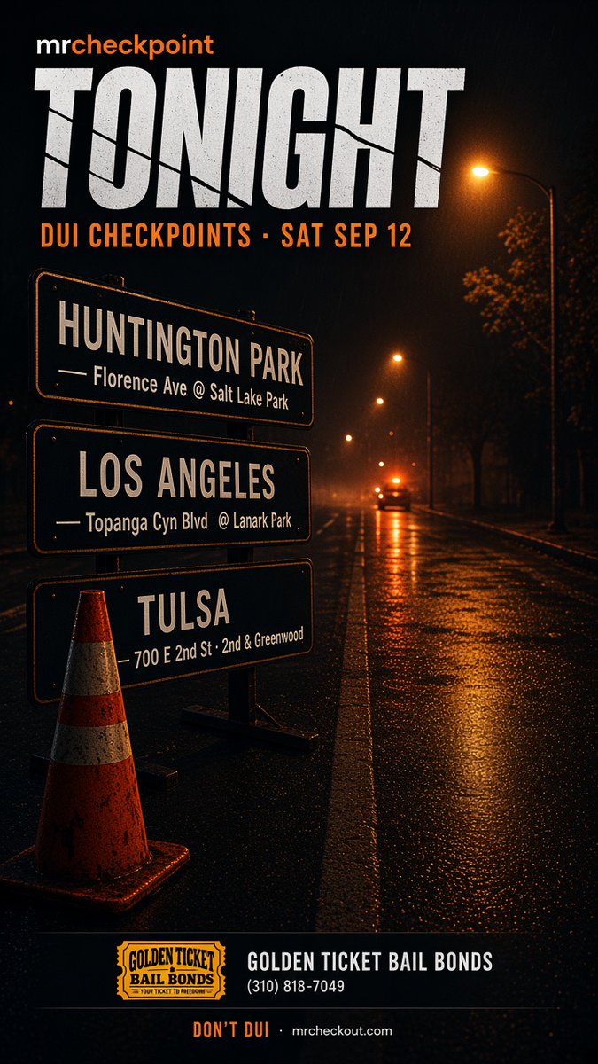 MrCheckpoint's tweet photo. DUI Checkpoints NOW Saturday September 12th 

https://t.co/wKiTf8JEi5 https://t.co/1MpVncMzs8