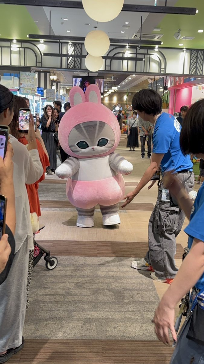 rangu_do_sha's tweet photo. GIGOにて。念願のうさにゃんと2ショット撮れましたあああ！遠くからよちよち歩く様が可愛くて悶絶（*´꒳`*)🩷にしてもファンの多さにびっくりです🫢感無量でした…💕🐰#mofusand #スマーク伊勢崎 https://t.co/znp9ngLXq0