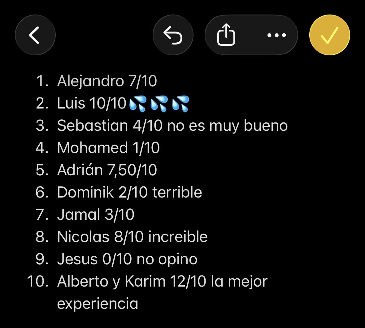 adrifdzzzzzz's tweet photo. Encontré una lista de nombres de bebés en el movil de mi novia

Incluso los calificó

Supongo que mi novia no quiere una hija https://t.co/FkmQGp1dS5