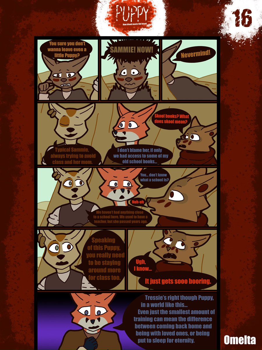 OmeltaBeast's tweet photo. Here’s another 4 pages of Puppy: New Blood Meets Old Blood for y’all to enjoy! This fan comic has spoilers for Laika: Aged Through Blood which is an incredible indie game made by Brainwash Gang! #laikaagedthroughblood #brainwashgang #fancomic #fanart https://t.co/KedOqYgM2e