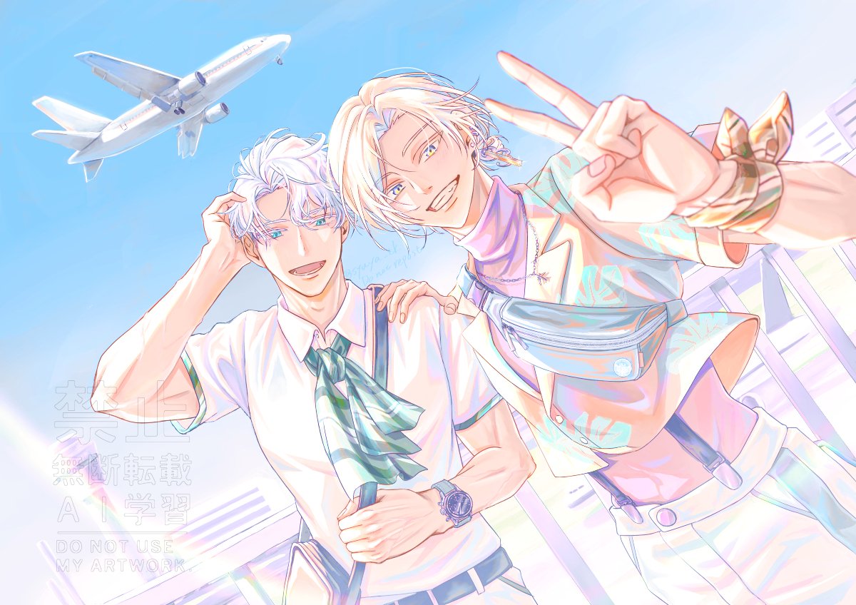 syuya_tk's tweet photo. こちらは昨年の企画後におまけで描いた雲生さん雲次さんのイラストを大陸塗り風にリメイクしました✈️ https://t.co/zNxOZDM6KN