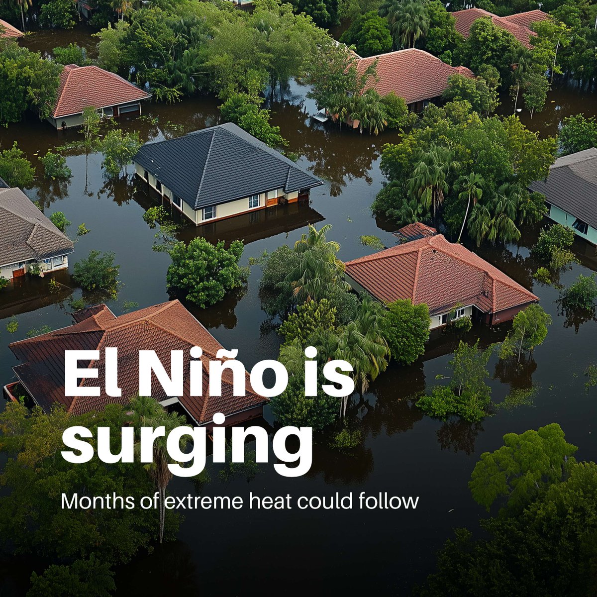 UNEP's tweet photo. El Niño is strengthening rapidly, and it has yet to peak.

According to @WMO, it is now almost certain to persist through February 2027, raising the risk of extreme heat, floods and drought around the world.

What could the months ahead bring? https://t.co/jsQK09quYs https://t.co/mvS5sHSFiy