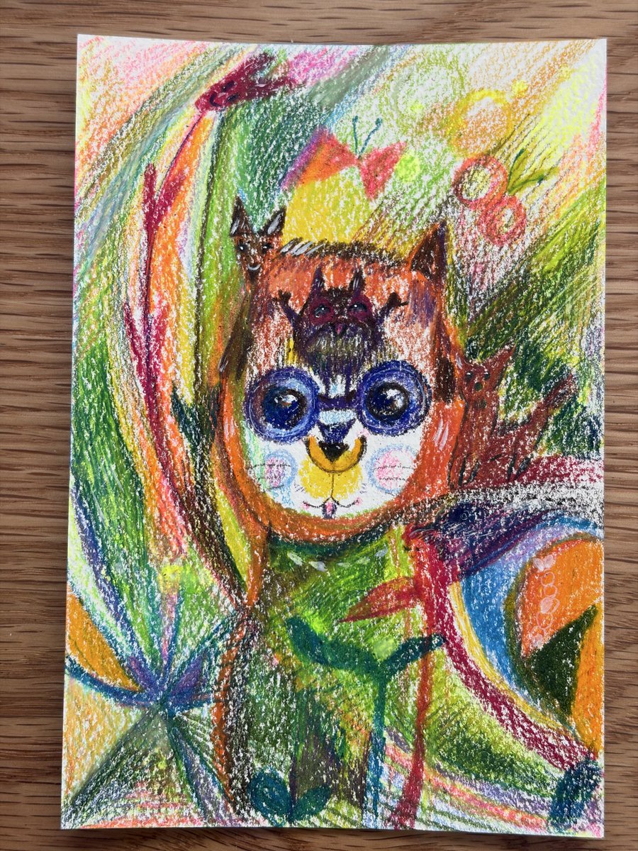 kusesanae's tweet photo. 色鉛筆で手の動くままに、描いた
あそび絵🖼️
いろんな色の混ざり合うのが好き😊
謎の絵😅楽しかった✨
#絵　#色鉛筆　#イラスト　#絵本 https://t.co/s3djuZfe0J