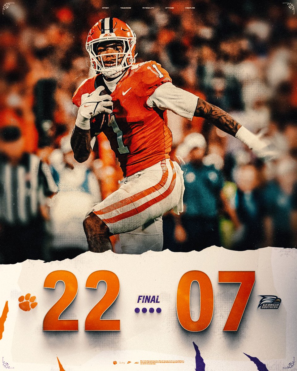 ClemsonFB's tweet photo. Tigers win 👏 https://t.co/FBmTYLAaOY