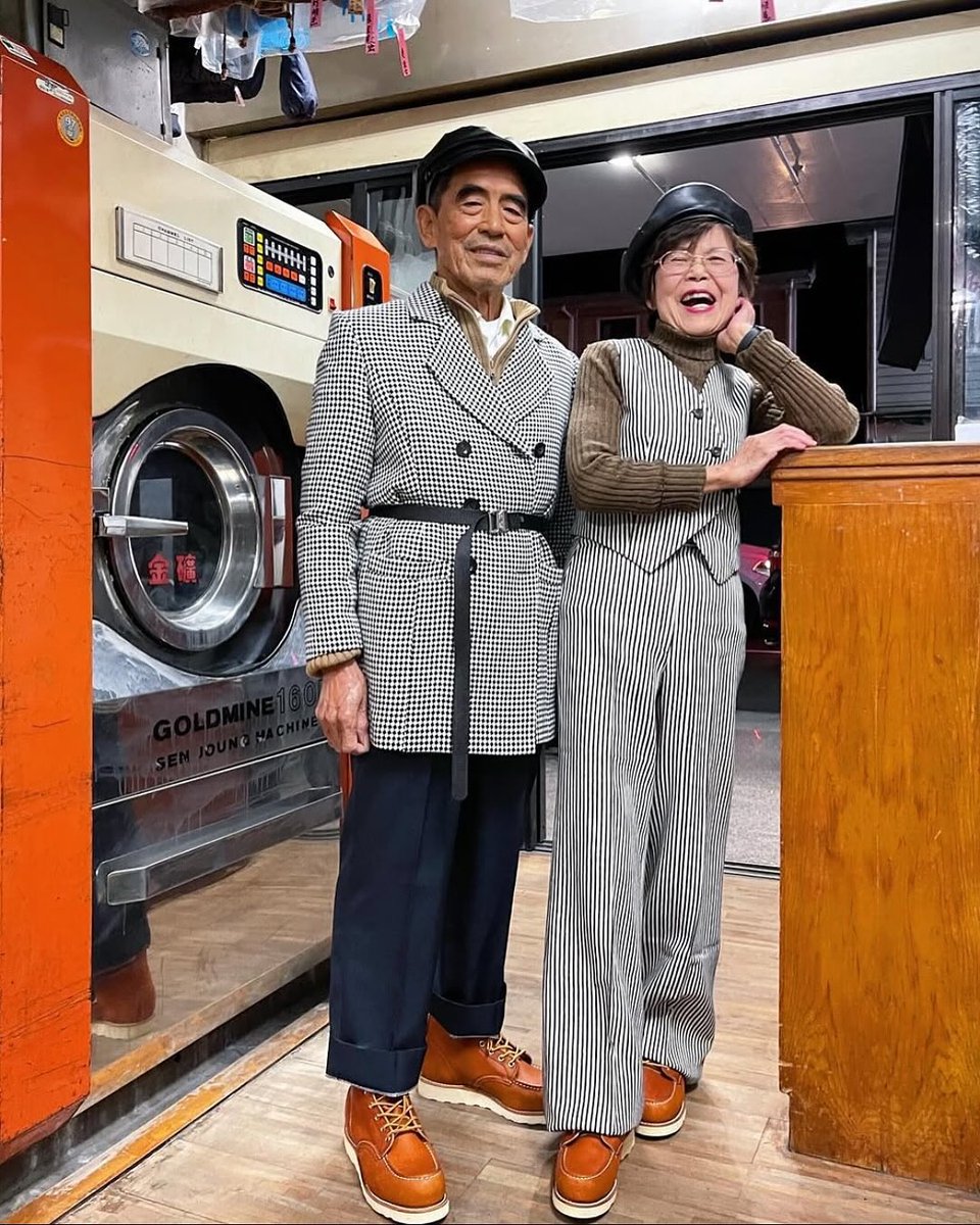 Complex's tweet photo. Taiwanese couple dropped a photoshoot with clothes left at their laundromat

Their grandson helped style and photograph them, giving forgotten clothes new life online 

[📸: via/ IG wantshowasyoung] https://t.co/mNJNSSnmH5