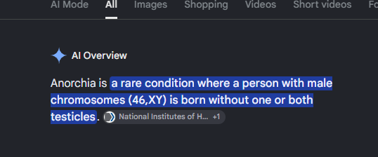 PiouPio22401701's tweet photo. Anorchia is a rare condition where someone is born with no testicles. 
Literally pairless.

https://t.co/E48ZT4CAgE https://t.co/GSEHl0MCOC