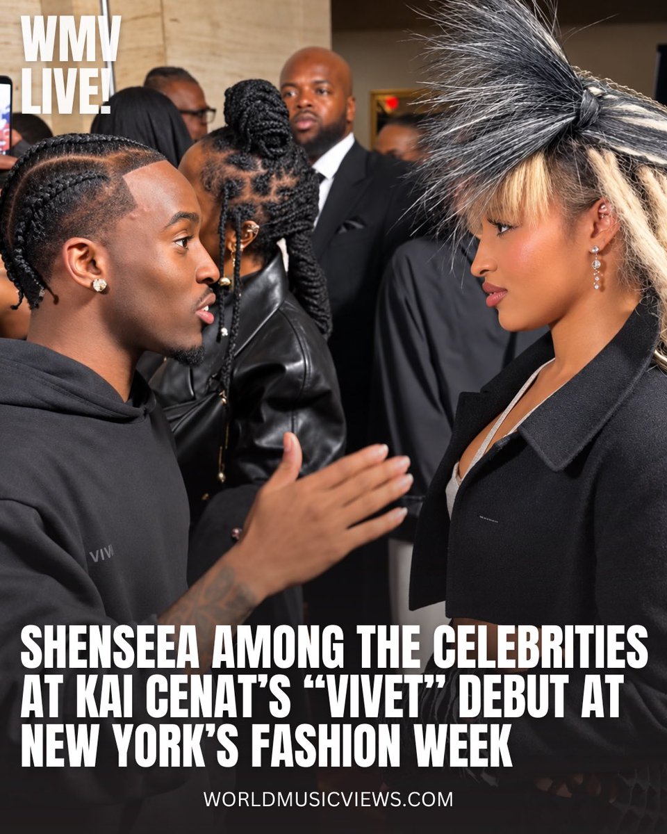 worldmusicviews's tweet photo. Grammy-nominated dancehall artist Shenseea was among the celebrities who stepped out for Kai Cenat’s VIVET debut at New York Fashion Week on September 12, turning heads in an all-black, fashion-forward look. The Jamaican star wore a cropped structured black jacket with cutout detailing, paired with black bottoms and dramatic textured gloves. She completed the look with dangling earrings and a statement black-and-blonde hairstyle featuring an exaggerated spiked, feather-like silhouette.

Cenat’s inaugural VIVET Collection 1 runway show brought together major names from music and streaming. Confirmed guests included Ms. Lauryn Hill, DDG, Karrahbooo, PlaqueBoyMax and members of Cenat’s AMP crew, while Duke Dennis was among those who modeled pieces from the collection.