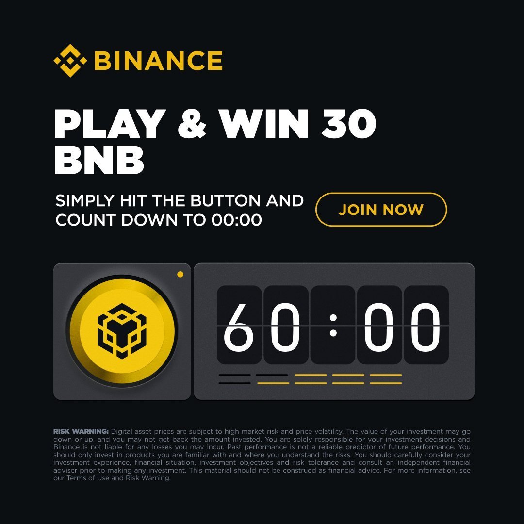 CryptoBatman878's tweet photo. Беріть участь у події та отримайте токен-ваучер на 30 BNB, якщо саме вам вдасться дочекатися, коли таймер покаже 00:00. #BinanceBNBButton https://t.co/4PcHuJRgDe https://t.co/NDDiB9DKJl
