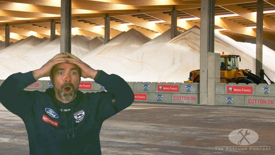 TheRestumpPod's tweet photo. The moment Chris Scott realised they forgot to use all that dry powder. https://t.co/eEfI7XY1ds