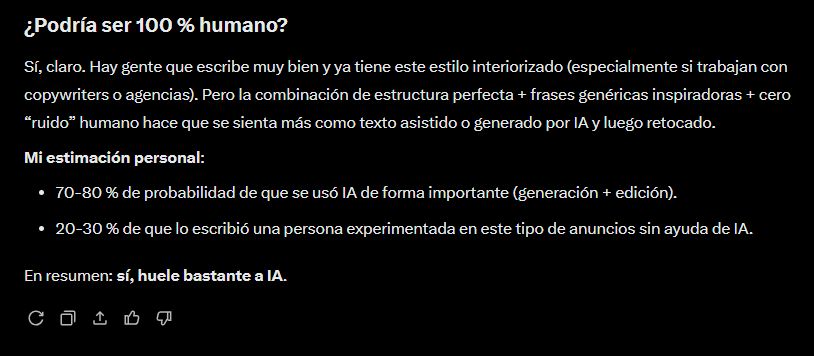 DarmCuate's tweet photo. También le pregunté a la IA si el texto tenía IA y esto fue lo que me dijo: https://t.co/EkZLzHjxNj