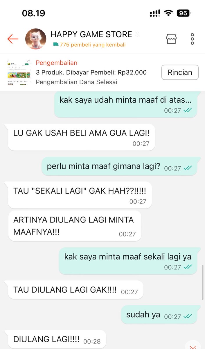 yanbiyann's tweet photo. akun seller dan bukti chat https://t.co/WgtISlsIod