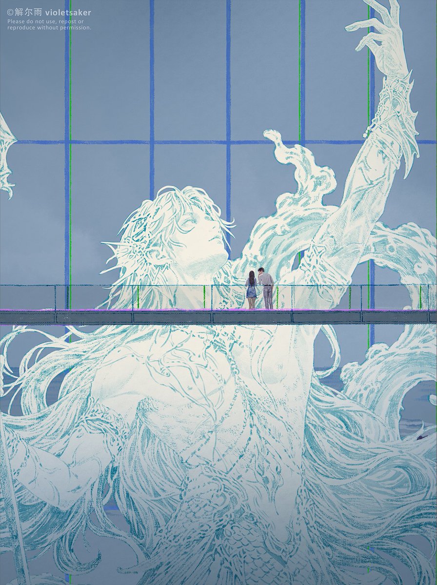 violetsaker's tweet photo. work in process: The Colossal Statue at the Seaside Museum. (no proper coloring/shading yet) #Loveanddeepspace #Rafayel #기욱 #祁煜 #ホムラ #恋与深空 https://t.co/Uo3ShblgVw