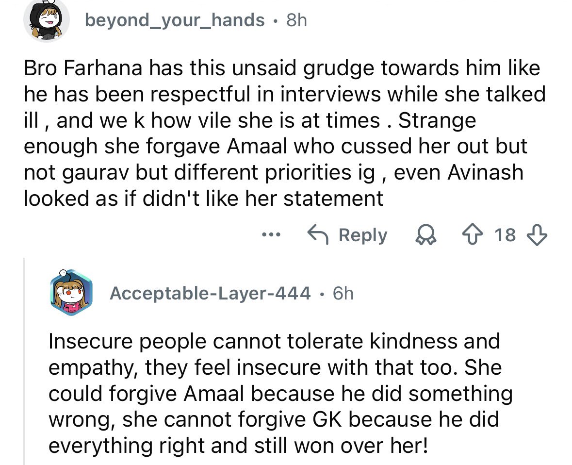 sakshi_18_01's tweet photo. Neutrals are calling out @Farrhana_bhatt on Reddit for her Comments on @iamgauravkhanna Farhana deserves this
Her behaviour was very Shameful. I am glad neutrals are seeing true colours of Farhana 

More power to you Gaurav ❤️
#GauravKhanna #FarrhanaBhatt
#KKK15 #KhatronKeKhiladi https://t.co/0Dbr90zX24