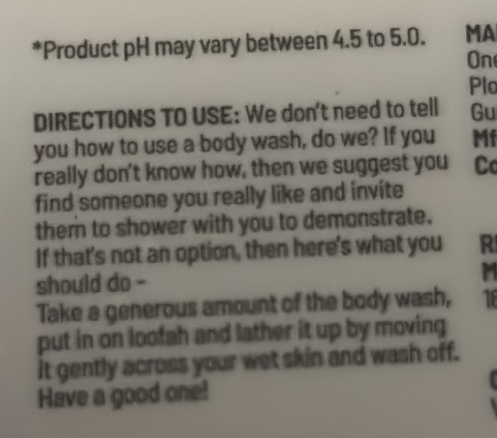 heathdere's tweet photo. ?? The directions on my body wash https://t.co/1PdCeOYqkU