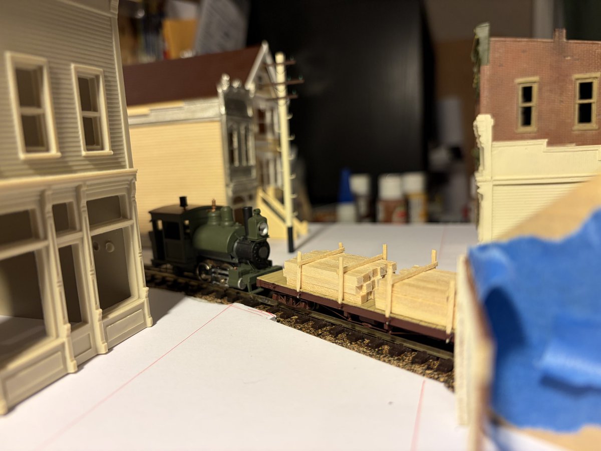 _alpaljpeg's tweet photo. Some exciting progress on the narrow gauge railway diorama today! 

Track soldered and glued down ✅

Foam board glued ✅

elevation built up ✅

building location finalized ✅

street marked out ✅

still a lot to do, but it’s finally moving along at a steady pace! https://t.co/6GSNTSCJOO