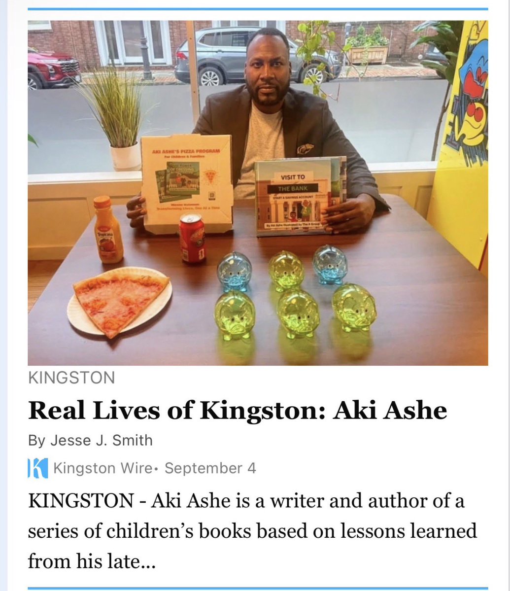 AkiAshe's tweet photo. Aki Ashe interviews with Kingston Wire News:
Aki Ashe created a children’s book series inspired by his late grandmother who passed away a few years ago! Partners with Pizzeria for kids read book meal by Aki Ashe. https://t.co/HjcbhNifuI https://t.co/lOPlN1RSTW