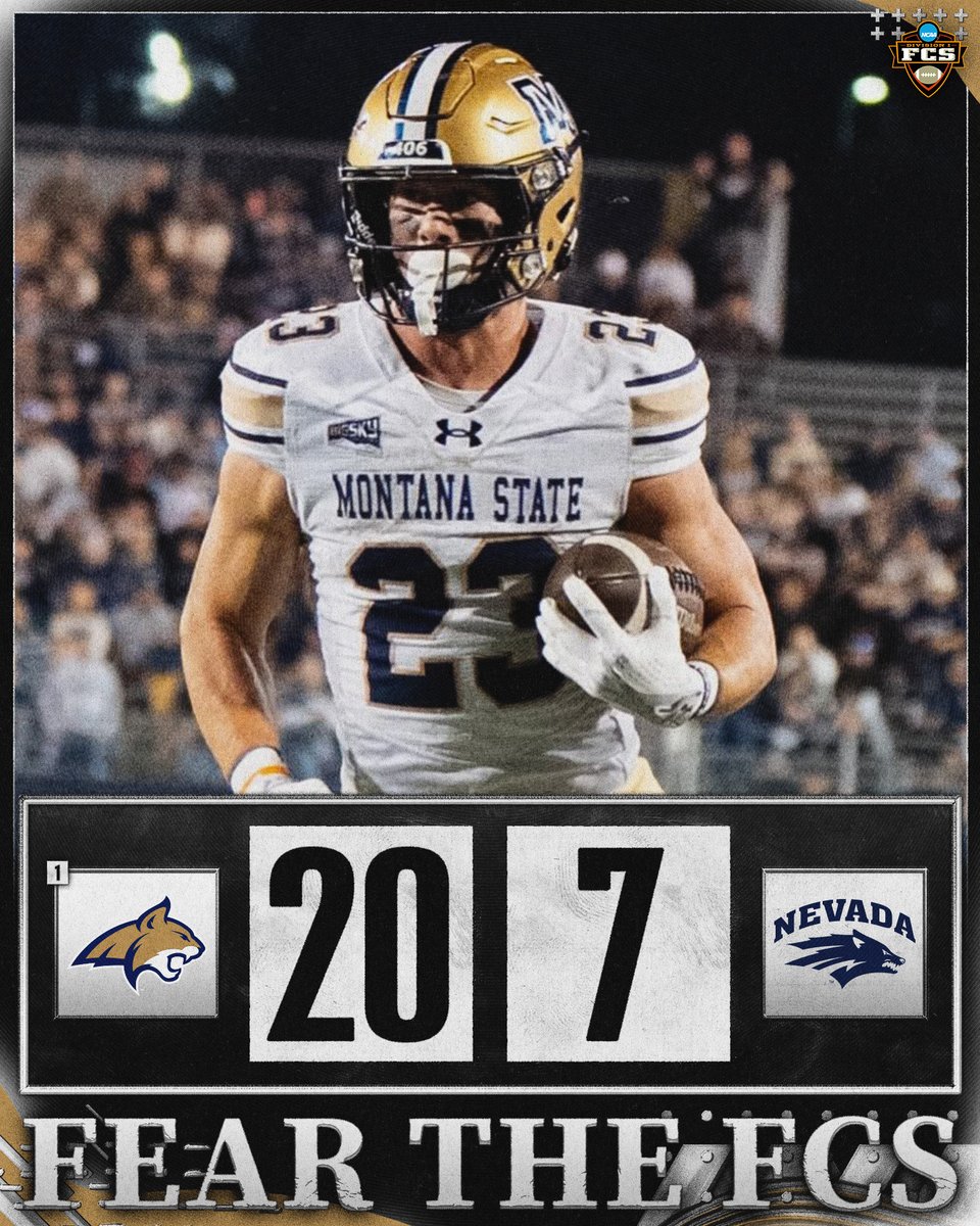 NCAA_FCS's tweet photo. BOBCATS ON TOP ‼️

No. 1 @MSUBobcats_FB takes down Nevada for a 20-7 victory.

#FCS https://t.co/6PccTZifTi
