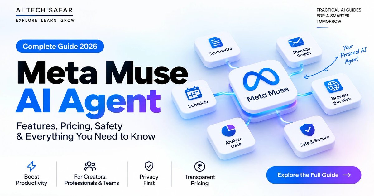 AiTechSafar's tweet photo. Meta Muse AI Agent (2026): Features, Pricing, Safety &amp; Complete Guide
https://t.co/x3NJngNg3F
#MetaMuseAi #Meta
#MetaAi
#AiAgent 
#12Eylül1980 #KademeiçinLoading #ismailkartalbizibırakma #FirestickIPTV #Panamá #GodMorning‌Sunday #LoftusCheek https://t.co/AJlgCpEMvo