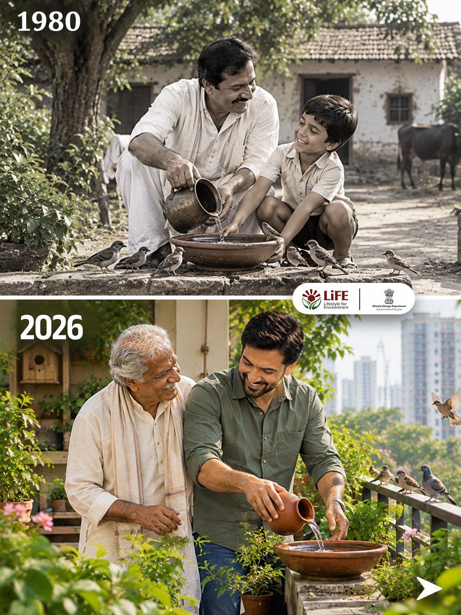 ClimateChangeGJ's tweet photo. 1980ની કેટલીક આદતો ખરેખર Gold હતી! 🌱

ચાલો, Trendને માત્ર Recreate ન કરીએ…
પણ એ સમયની સારી આદતોને પણ ફરીથી Restart કરીએ. ♻️

Mission LiFE સાથે
Green Future તરફ આગળ વધીએ.

#MissionLiFE #1980Trend #SustainableLiving #GreenFuture #GoGreen https://t.co/xXlrrUilpH