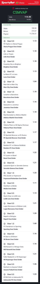 _Bonty_Official's tweet photo. 110 odds favorite to score tonight Sunday 🎉

Sportybet code : CSMVAP https://t.co/v8MXe7RsgX