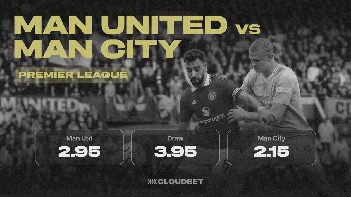 Cloudbet's tweet photo. Match of the Weekend 🔥

United started slowly but have scored 11 goals in their last 3 games.

City are riding a 4-game winning streak.

Will Manchester be RED or BLUE tonight? 🔴🔵 https://t.co/yRjUsDIs8u