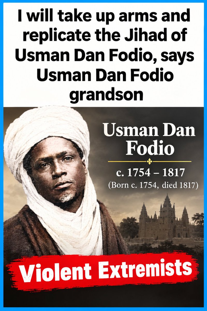 amaechi6677's tweet photo. Usman dan Fodio, the Fulani Islamic scholar, was the first terrorist sponsored by Arabs to Islamize Northern Nigeria in 1804. He defeated and wiped out the Hausa kingdoms, replacing their traditional rulers with Islamic ones. He established the Sokoto Caliphate, which still serves as the spiritual leadership of Muslims in Nigeria. The current Sultan is his direct descendant. Nigerian history needs to be taught properly.