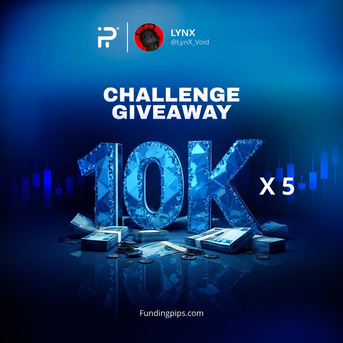 LynX_Void's tweet photo. 5 lucky Winners will receive @fundingpips 10k accounts 🏆

How to Enter: 
1⃣. Must  Follow @LynX_Void 
2⃣ .Join Discord (Must) https://t.co/5dp3x908Ej

3⃣. repost and Tag 3 traders below

Winners will be selected randomly In 72 hours https://t.co/ifzckLWceZ