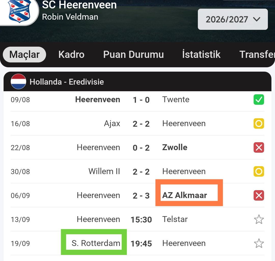 Buzzer3535's tweet photo. 🇳🇱 Hollanda - Eredivisie 

2025-2026 sezonu 6. Hafta 

Maç Breda - Heracles 2/1 

5. Hafta Alkmar ile oynuyor Heracles ile süpriz 7. Hafta Rotterdam. 

Rakip ise maça Twente ile geliyor. 

2026-2027 sezonu 6. Hafta 

Heerenveen - Telstar 

Ev sahibi 5. Hafta Alkmar sürprizi ile geliyor , 7. Hafta Rotterdam ile karşılaşacak. 

Rakip ise bu karşılaşmaya Twente ile geliyor ve arkasına sürpriz çıkardığı Alkmar takımını almış.  

Bu maç süpriz bitmeyecek mi şimdi ?