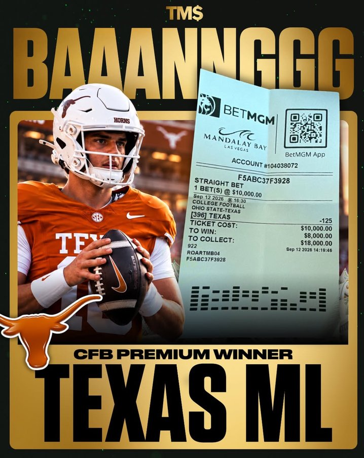 TMSDiamondPicks's tweet photo. TAG AN OSU BETTOR 🤡 

THATS WHY THEY PLAY 4 QUARTERS!!! LONGHORNS WITH 21 UNANSWERED POINTS TO TAKE DOWN TOP RANKED OHIO STATE

WE ARE DOING IT ALL SEASON LONG… JOIN AT THE LINK IN MY BIO… NO CREDIT CARD NEEDED https://t.co/PzaJARCorK