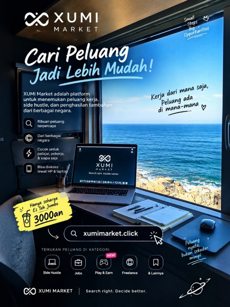 eemmiisaja's tweet photo. Lagi nyari side hustle tapi bingung mulai dari mana? 👀💸
Siapa tahu, yang kamu cari selama ini ada di sini 👀
🧋 Cuma 3000an, seharga es teh jumbo!
Gas cek sekarang 👉 https://t.co/l81f80E8AE
#XUMIMarket #SideHustle #CariPeluang #KerjaOnline #GenZ #PenghasilanTambahan https://t.co/cNNwF7VOyI