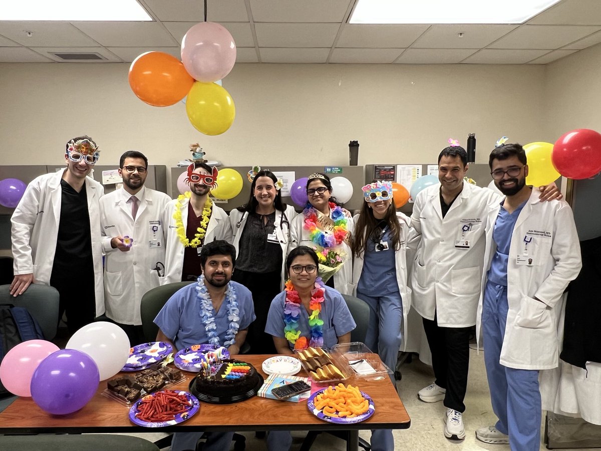 CCFL_GIFellowsh's tweet photo. 👑 When your Chief Fellow has a birthday… rounds can wait, cake cannot! 🎂😂

Happiest birthday to our wonderful Chief Fellow, Neelam! 🥳🌺

Thank you for keeping the fellows, the service &amp; occasionally our sanity together! 😂💙

#CCFLGI #FellowshipFamily https://t.co/TnM7h2uLjc