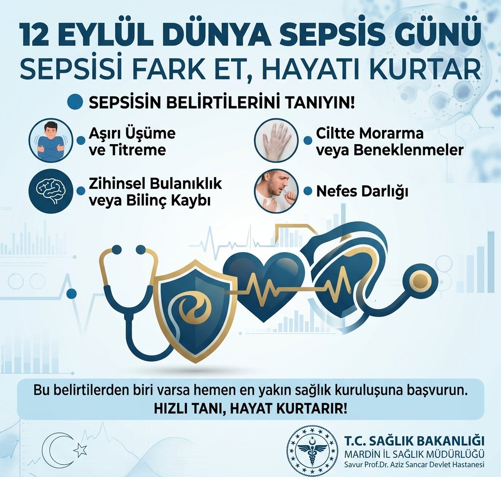 Savurdh's tweet photo. Erken teşhis hayat kurtarır!

Sepsis, vücudun enfeksiyona karşı verdiği aşırı tepki nedeniyle organsal işlev bozukluklarına ve ölümcül sonuçlara yol açabilen küresel bir sağlık tehdididir

Farkında olalım, belirtileri tanıyalım ve sevdiklerimizi koruyalım
@sbkhgm
@mardinilsaglik https://t.co/JahlcaqL7L