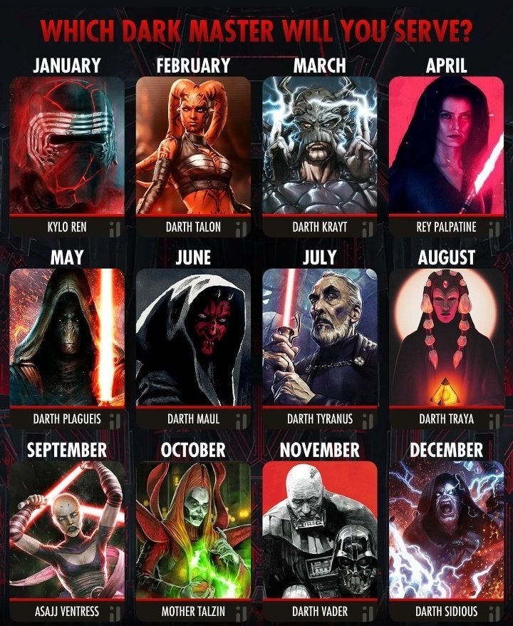 XDarthThunderX's tweet photo. Your birth month is your master. https://t.co/6CT5iugUXB