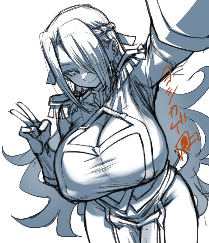 Yo4kage's tweet photo. 自撮りする魔都精兵のスレイブの東 風舞希さんの落書き https://t.co/y87beyWxdN