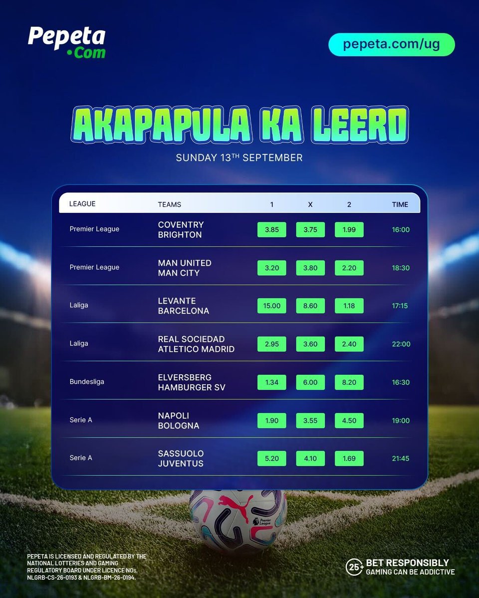 PepetaUganda's tweet photo. Who wins the Manchester derby? 👀 Man Utd host Man City this Sunday. Back your team up live at  https://t.co/MtLwPDuyZp 

Play responsibly 25+. https://t.co/yDVeciUxjc